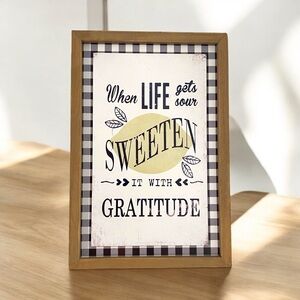 GRATITUDE Buffalo Plaid Wall Hanging 8”x12”